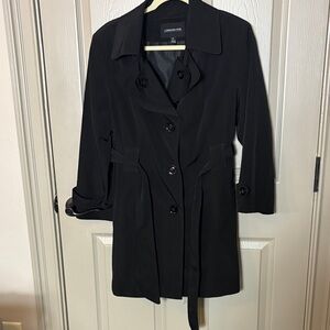 London Fog Women's Elegant Black Trench Coat EUC Sz P/L
